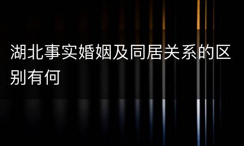湖北事实婚姻及同居关系的区别有何