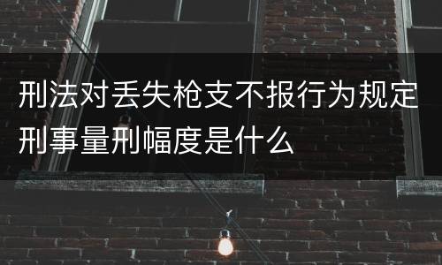 刑法对丢失枪支不报行为规定刑事量刑幅度是什么