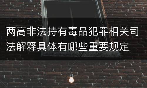 两高非法持有毒品犯罪相关司法解释具体有哪些重要规定