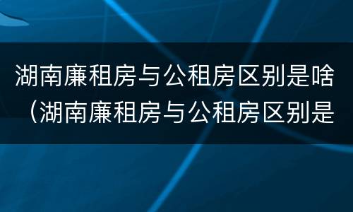 湖南廉租房与公租房区别是啥（湖南廉租房与公租房区别是啥啊）