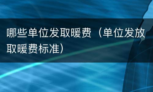 哪些单位发取暖费（单位发放取暖费标准）