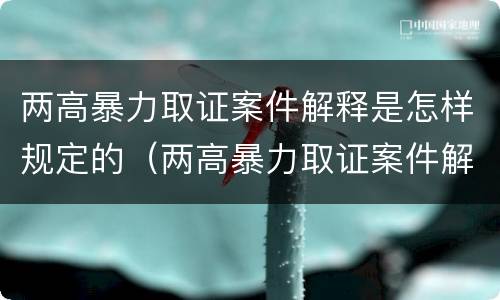两高暴力取证案件解释是怎样规定的（两高暴力取证案件解释是怎样规定的呢）