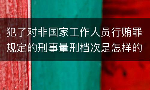 犯了对非国家工作人员行贿罪规定的刑事量刑档次是怎样的
