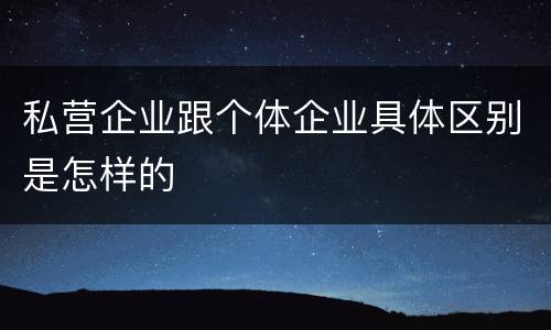私营企业跟个体企业具体区别是怎样的