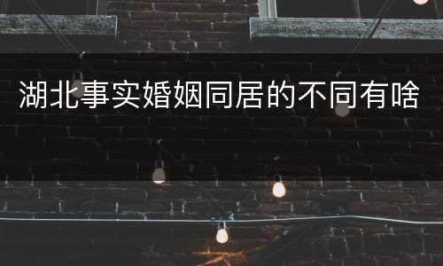 湖北事实婚姻同居的不同有啥