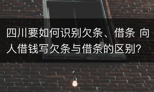 四川要如何识别欠条、借条 向人借钱写欠条与借条的区别?