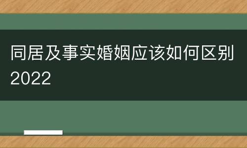 同居及事实婚姻应该如何区别2022