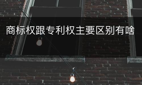 商标权跟专利权主要区别有啥