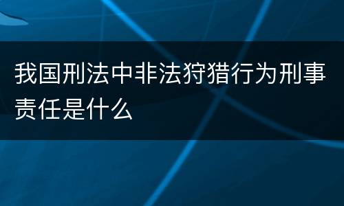 我国刑法中非法狩猎行为刑事责任是什么