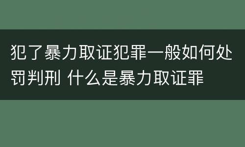 犯了暴力取证犯罪一般如何处罚判刑 什么是暴力取证罪
