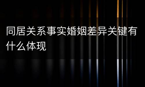 同居关系事实婚姻差异关键有什么体现