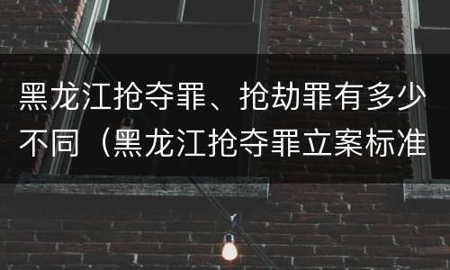 黑龙江抢夺罪、抢劫罪有多少不同（黑龙江抢夺罪立案标准）