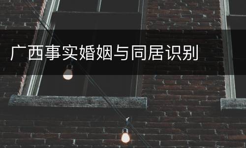 广西事实婚姻与同居识别