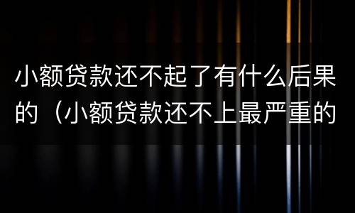 小额贷款还不起了有什么后果的（小额贷款还不上最严重的后果）