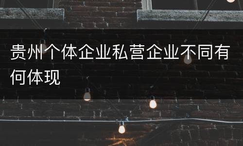 贵州个体企业私营企业不同有何体现