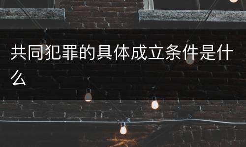 共同犯罪的具体成立条件是什么