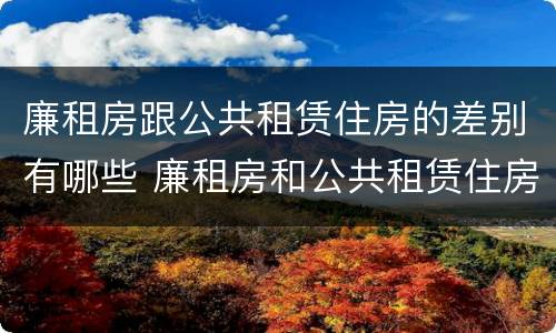 廉租房跟公共租赁住房的差别有哪些 廉租房和公共租赁住房