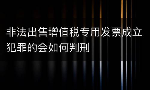 非法出售增值税专用发票成立犯罪的会如何判刑