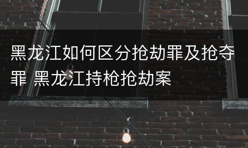 黑龙江如何区分抢劫罪及抢夺罪 黑龙江持枪抢劫案