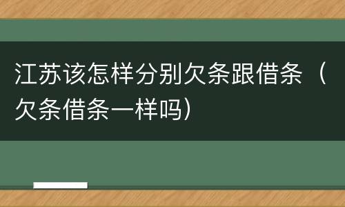 江苏该怎样分别欠条跟借条（欠条借条一样吗）