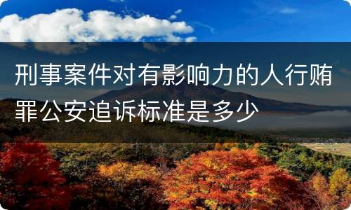 刑事案件对有影响力的人行贿罪公安追诉标准是多少