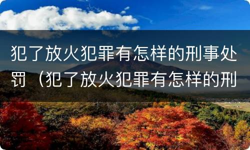 犯了放火犯罪有怎样的刑事处罚（犯了放火犯罪有怎样的刑事处罚）