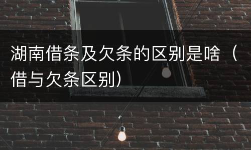 湖南借条及欠条的区别是啥（借与欠条区别）