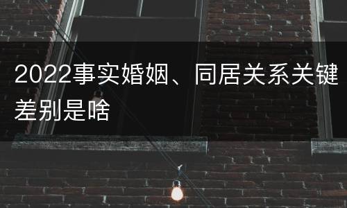 2022事实婚姻、同居关系关键差别是啥