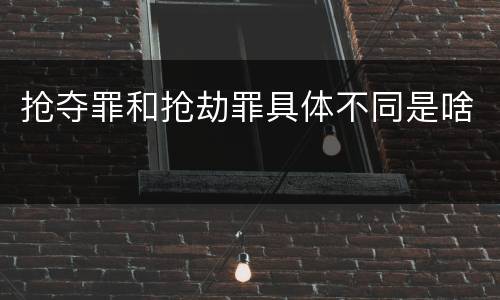 抢夺罪和抢劫罪具体不同是啥