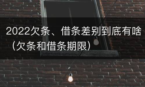 2022欠条、借条差别到底有啥（欠条和借条期限）