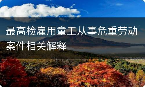 最高检雇用童工从事危重劳动案件相关解释