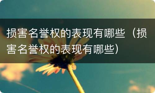 损害名誉权的表现有哪些（损害名誉权的表现有哪些）