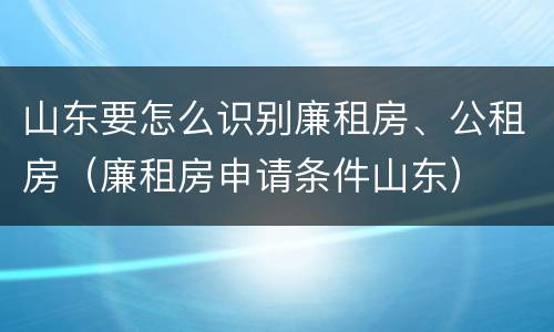 山东要怎么识别廉租房、公租房（廉租房申请条件山东）