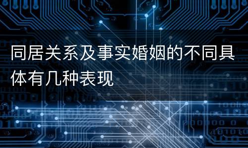 同居关系及事实婚姻的不同具体有几种表现