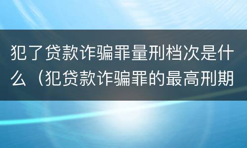 犯了贷款诈骗罪量刑档次是什么（犯贷款诈骗罪的最高刑期是多久）