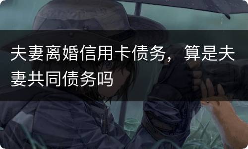 夫妻离婚信用卡债务，算是夫妻共同债务吗