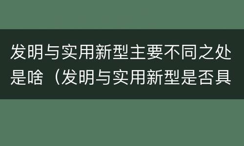 发明与实用新型主要不同之处是啥（发明与实用新型是否具有实用性）