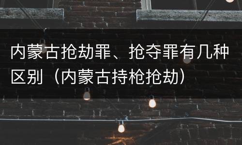 内蒙古抢劫罪、抢夺罪有几种区别（内蒙古持枪抢劫）
