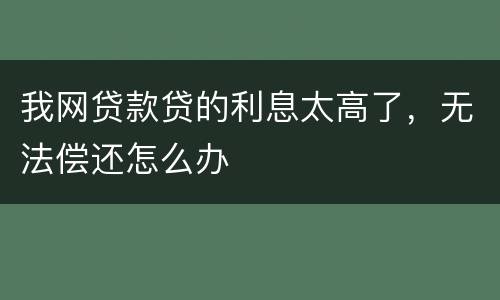 我网贷款贷的利息太高了，无法偿还怎么办