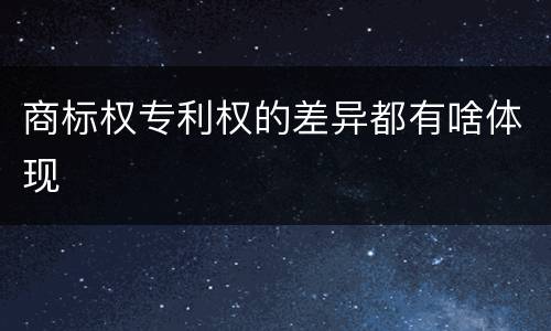 商标权专利权的差异都有啥体现