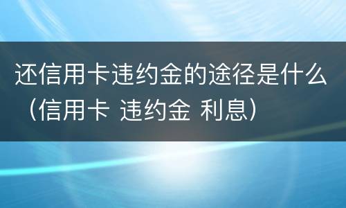 还信用卡违约金的途径是什么（信用卡 违约金 利息）