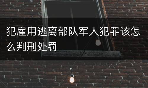 犯雇用逃离部队军人犯罪该怎么判刑处罚