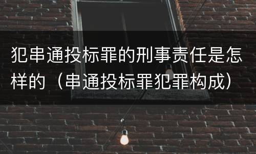 犯串通投标罪的刑事责任是怎样的（串通投标罪犯罪构成）