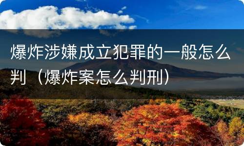 爆炸涉嫌成立犯罪的一般怎么判（爆炸案怎么判刑）
