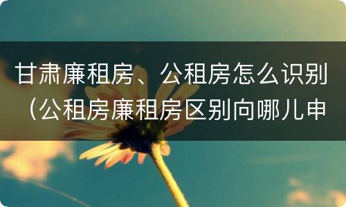 甘肃廉租房、公租房怎么识别（公租房廉租房区别向哪儿申请）