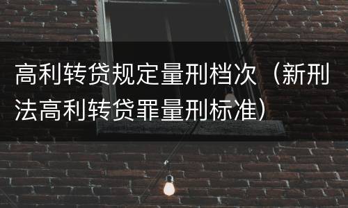 高利转贷规定量刑档次（新刑法高利转贷罪量刑标准）