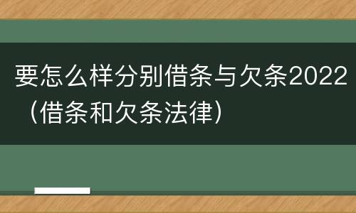 要怎么样分别借条与欠条2022（借条和欠条法律）