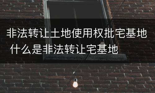 非法转让土地使用权批宅基地 什么是非法转让宅基地