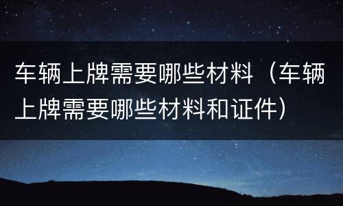 车辆上牌需要哪些材料（车辆上牌需要哪些材料和证件）