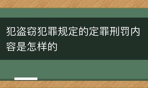 犯盗窃犯罪规定的定罪刑罚内容是怎样的